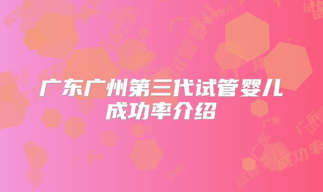 广东广州第三代试管婴儿成功率介绍