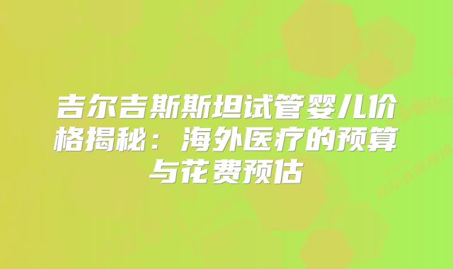 吉尔吉斯斯坦试管婴儿价格揭秘：海外医疗的预算与花费预估