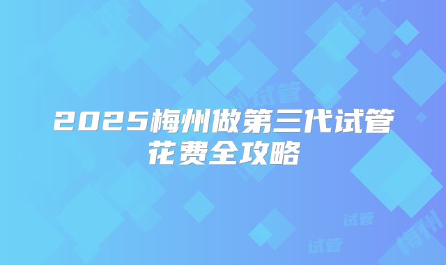 2025梅州做第三代试管花费全攻略