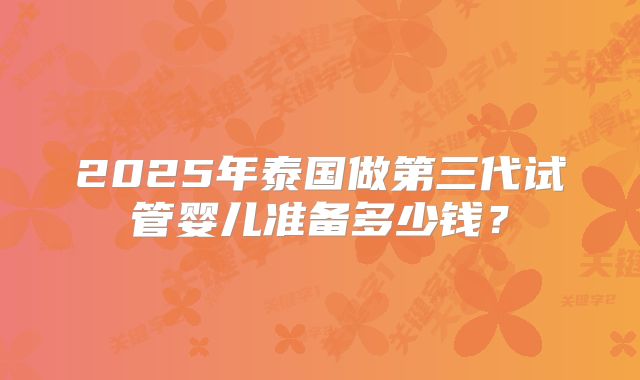 2025年泰国做第三代试管婴儿准备多少钱?
