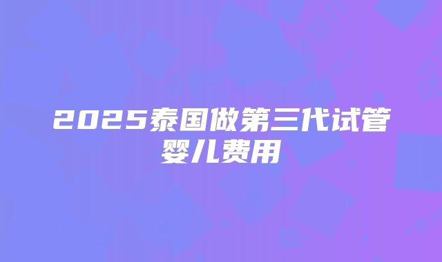 2025泰国做第三代试管婴儿费用