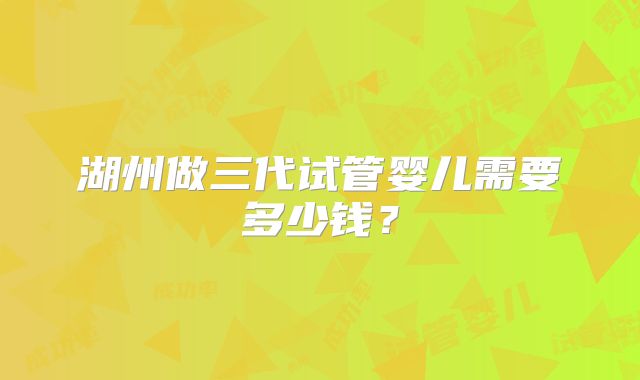 湖州做三代试管婴儿需要多少钱?