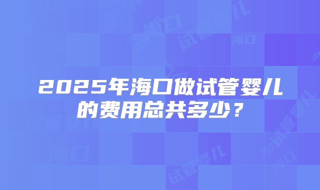 2025年海口做试管婴儿的费用总共多少?