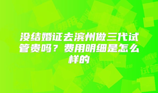 没结婚证去滨州做三代试管贵吗？费用明细是怎么样的