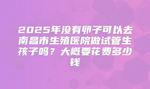 2025年没有卵子可以去南昌市生殖医院做试管生孩子吗?大概要花费多少钱