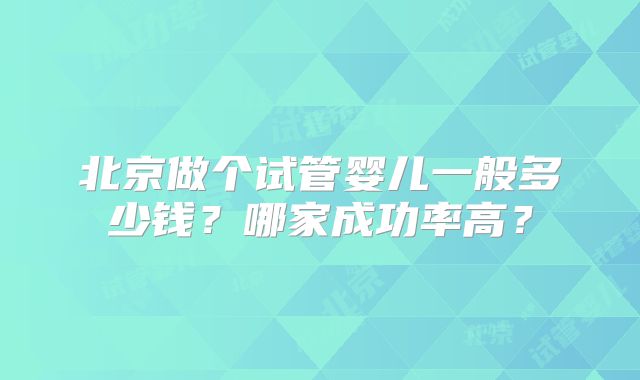 北京做个试管婴儿一般多少钱？哪家成功率高？