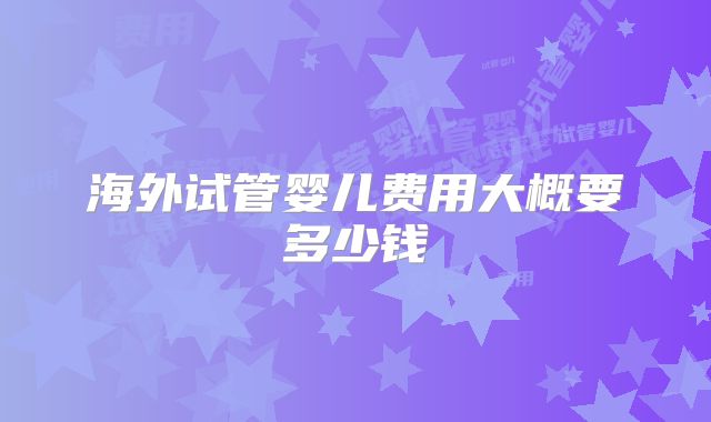 海外试管婴儿费用大概要多少钱