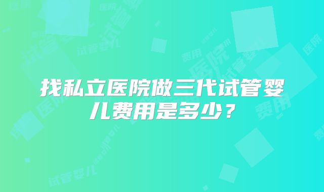 找私立医院做三代试管婴儿费用是多少?