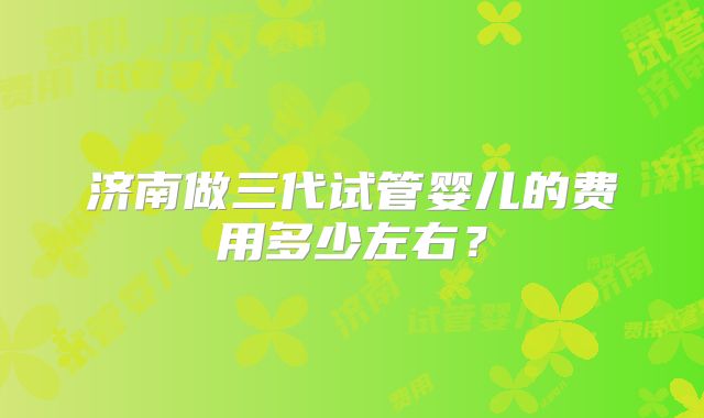 济南做三代试管婴儿的费用多少左右？