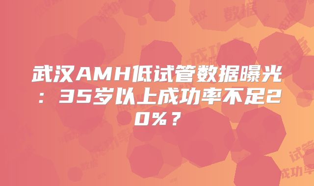 武汉AMH低试管数据曝光：35岁以上成功率不足20%？