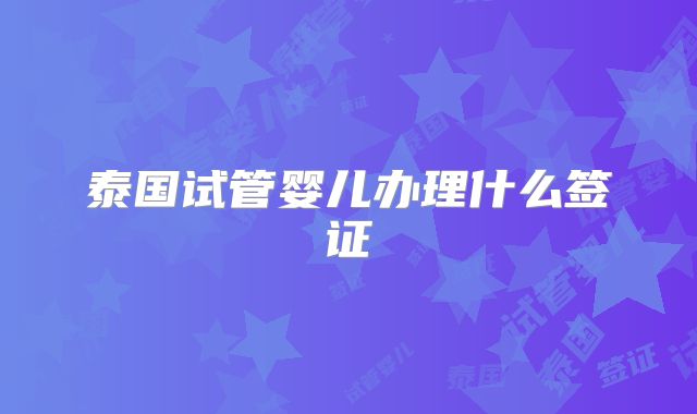 泰国试管婴儿办理什么签证