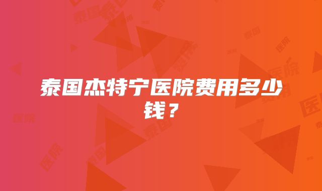 泰国杰特宁医院费用多少钱？