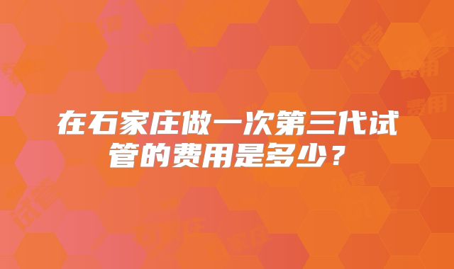 在石家庄做一次第三代试管的费用是多少？