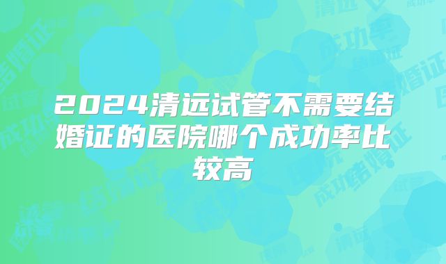 2024清远试管不需要结婚证的医院哪个成功率比较高