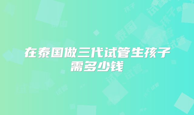在泰国做三代试管生孩子需多少钱