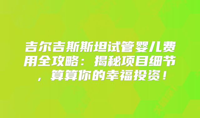 吉尔吉斯斯坦试管婴儿费用全攻略：揭秘项目细节，算算你的幸福投资！