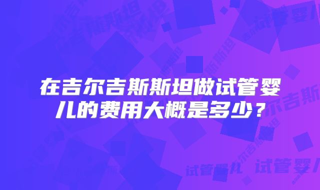 在吉尔吉斯斯坦做试管婴儿的费用大概是多少？