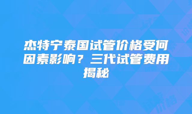 杰特宁泰国试管价格受何因素影响?三代试管费用揭秘