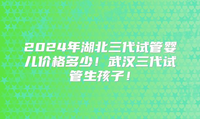 2024年湖北三代试管婴儿价格多少!武汉三代试管生孩子!
