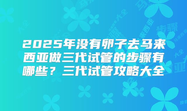 2025年没有卵子去马来西亚做三代试管的步骤有哪些?三代试管攻略大全