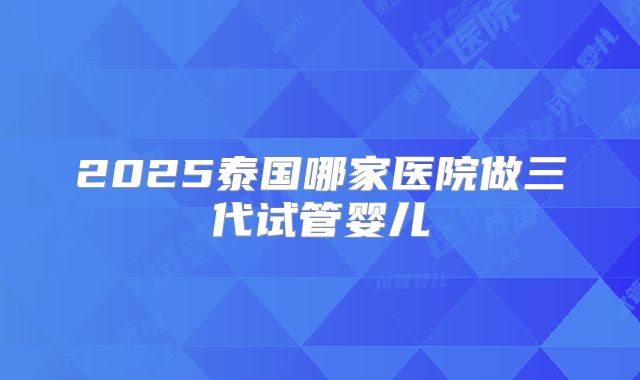 2025泰国哪家医院做三代试管婴儿