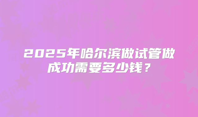 2025年哈尔滨做试管做成功需要多少钱？