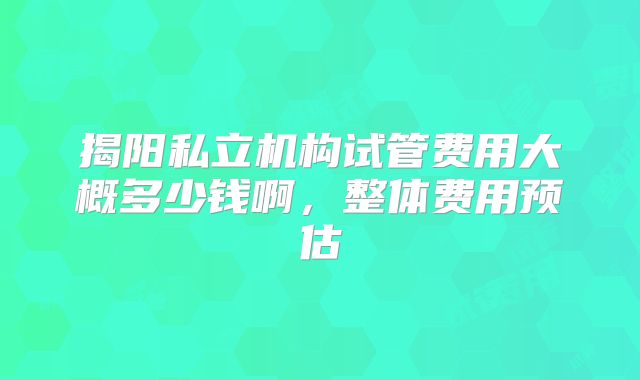 揭阳私立机构试管费用大概多少钱啊，整体费用预估
