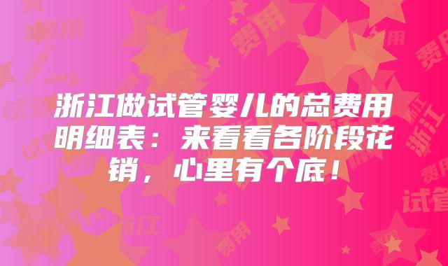 浙江做试管婴儿的总费用明细表：来看看各阶段花销，心里有个底！