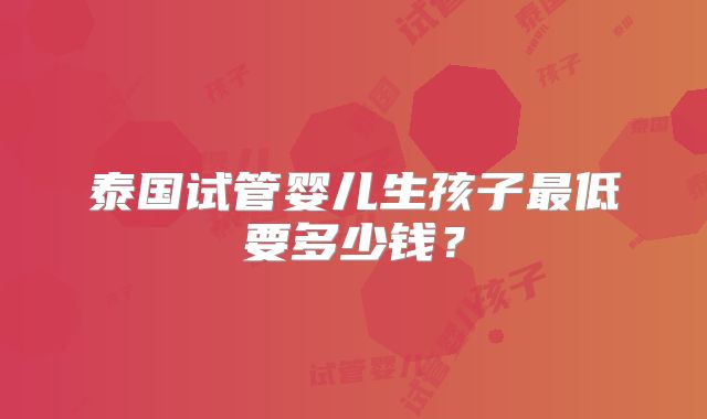 泰国试管婴儿生孩子最低要多少钱？