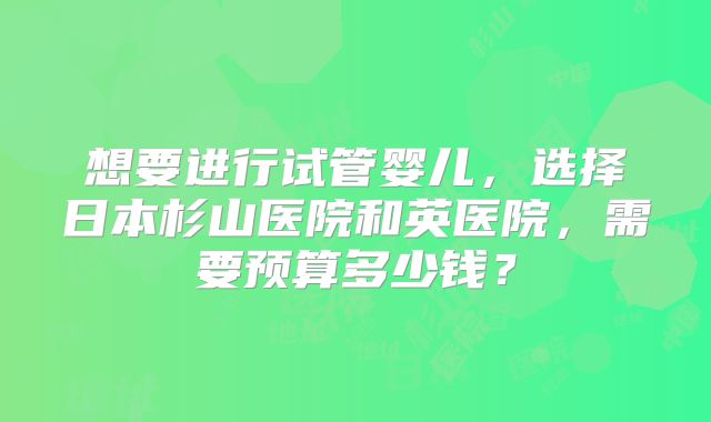 想要进行试管婴儿，选择日本杉山医院和英医院，需要预算多少钱？