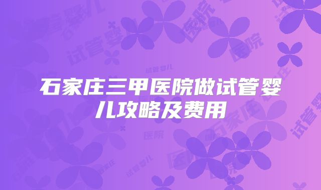 石家庄三甲医院做试管婴儿攻略及费用