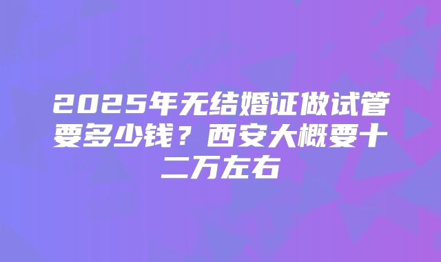 2025年无结婚证做试管要多少钱？西安大概要十二万左右