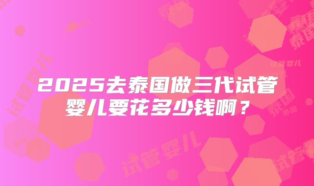 2025去泰国做三代试管婴儿要花多少钱啊？