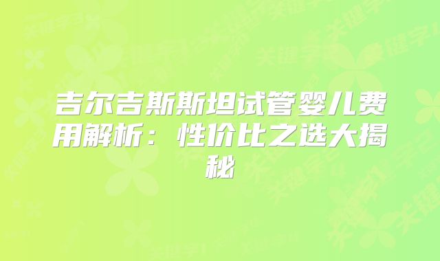 吉尔吉斯斯坦试管婴儿费用解析:性价比之选大揭秘