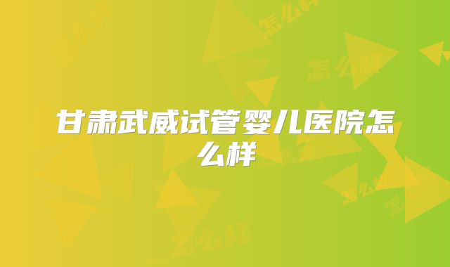 甘肃武威试管婴儿医院怎么样