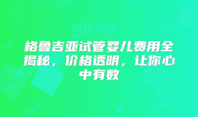 格鲁吉亚试管婴儿费用全揭秘，价格透明，让你心中有数