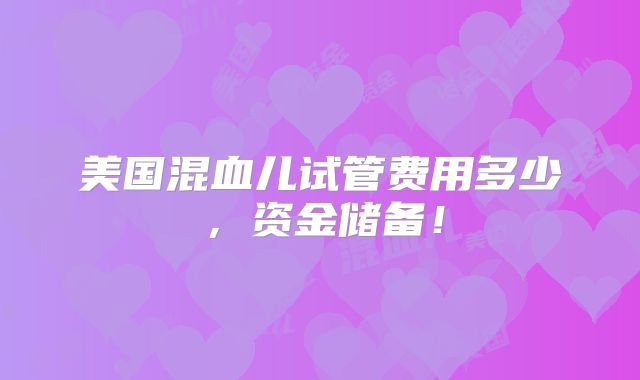 美国混血儿试管费用多少，资金储备！