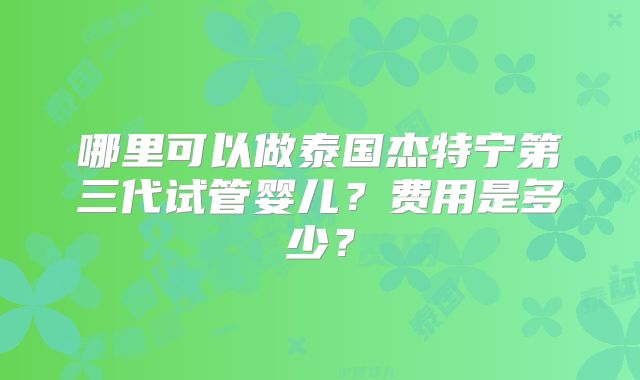 哪里可以做泰国杰特宁第三代试管婴儿？费用是多少？
