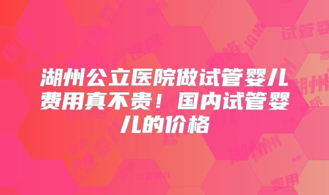 湖州公立医院做试管婴儿费用真不贵！国内试管婴儿的价格