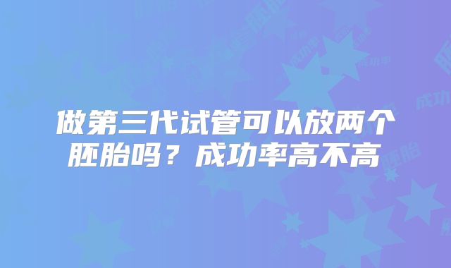 做第三代试管可以放两个胚胎吗？成功率高不高