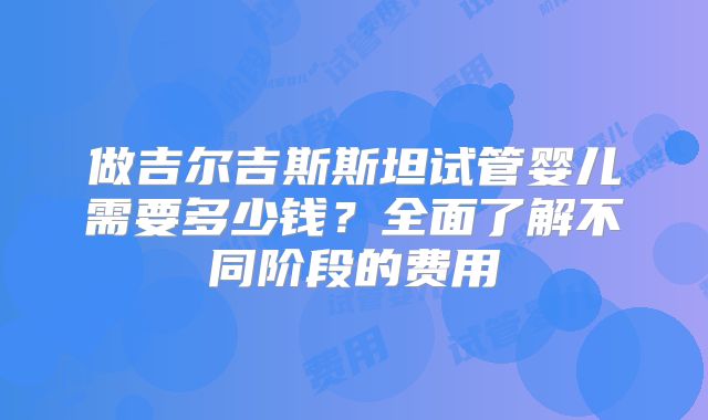 做吉尔吉斯斯坦试管婴儿需要多少钱?全面了解不同阶段的费用