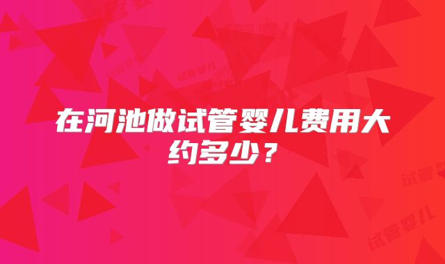 在河池做试管婴儿费用大约多少？
