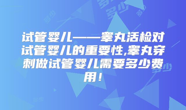试管婴儿——睾丸活检对试管婴儿的重要性,睾丸穿刺做试管婴儿需要多少费用！