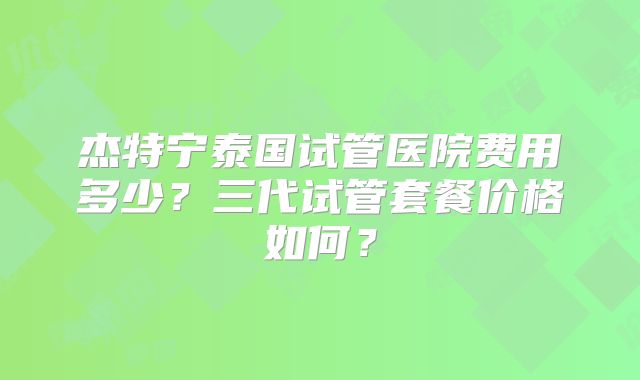 杰特宁泰国试管医院费用多少？三代试管套餐价格如何？