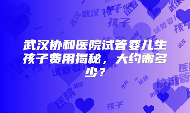 武汉协和医院试管婴儿生孩子费用揭秘,大约需多少?