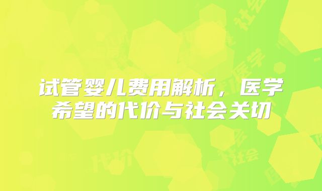 试管婴儿费用解析，医学希望的代价与社会关切