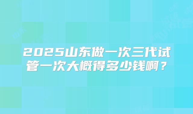 2025山东做一次三代试管一次大概得多少钱啊？