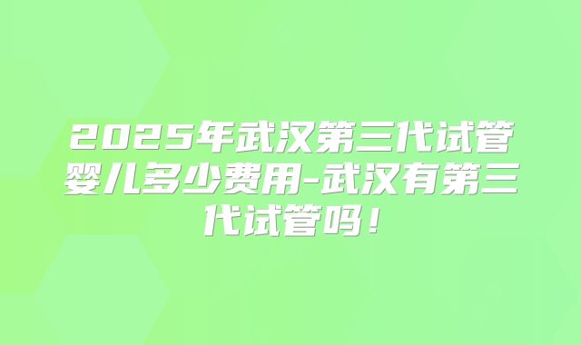 2025年武汉第三代试管婴儿多少费用-武汉有第三代试管吗！