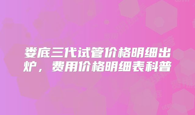 娄底三代试管价格明细出炉，费用价格明细表科普