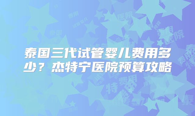 泰国三代试管婴儿费用多少？杰特宁医院预算攻略